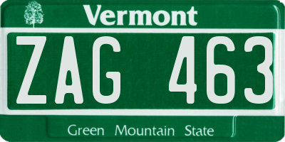 VT license plate ZAG463