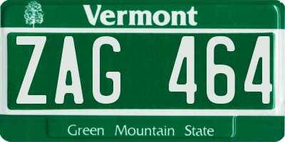 VT license plate ZAG464