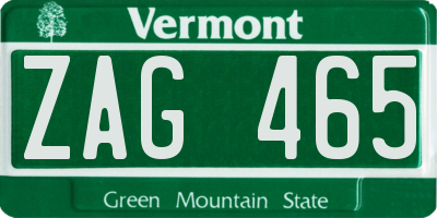VT license plate ZAG465