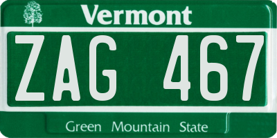 VT license plate ZAG467