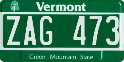 VT license plate ZAG473