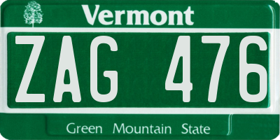 VT license plate ZAG476