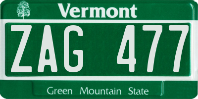 VT license plate ZAG477
