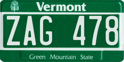 VT license plate ZAG478