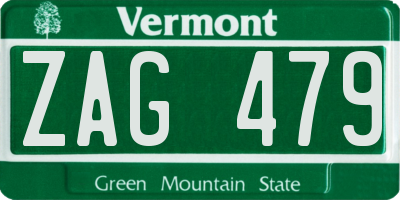VT license plate ZAG479
