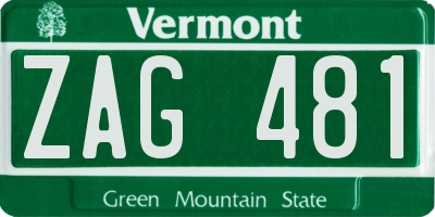 VT license plate ZAG481