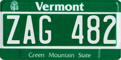 VT license plate ZAG482