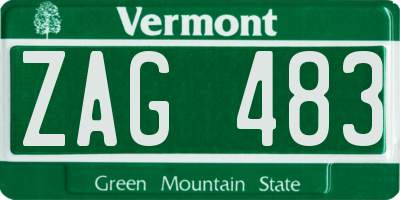 VT license plate ZAG483
