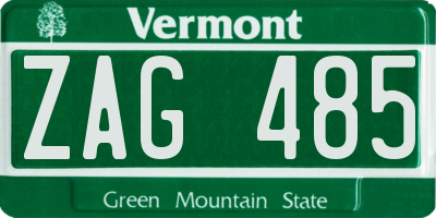 VT license plate ZAG485