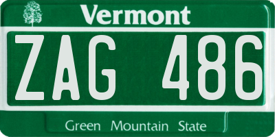 VT license plate ZAG486