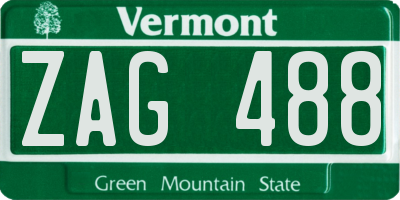 VT license plate ZAG488