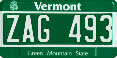 VT license plate ZAG493