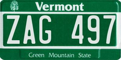 VT license plate ZAG497