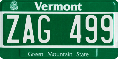 VT license plate ZAG499