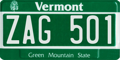 VT license plate ZAG501