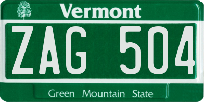VT license plate ZAG504