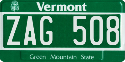 VT license plate ZAG508
