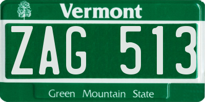 VT license plate ZAG513