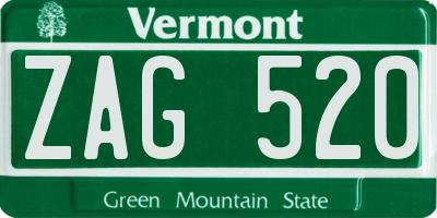 VT license plate ZAG520
