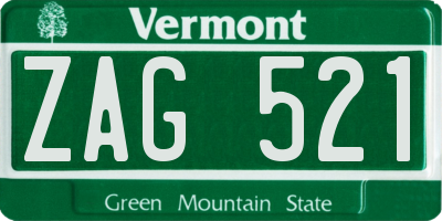 VT license plate ZAG521