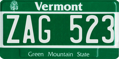VT license plate ZAG523