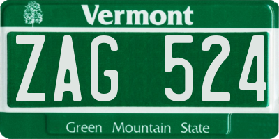 VT license plate ZAG524