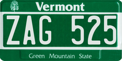 VT license plate ZAG525