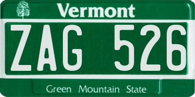 VT license plate ZAG526