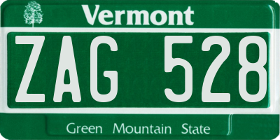 VT license plate ZAG528