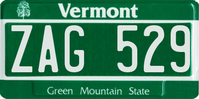VT license plate ZAG529
