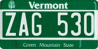VT license plate ZAG530