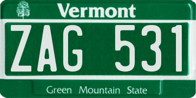 VT license plate ZAG531