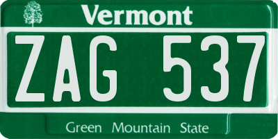 VT license plate ZAG537