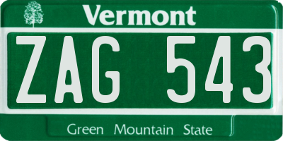 VT license plate ZAG543