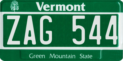 VT license plate ZAG544