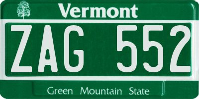 VT license plate ZAG552