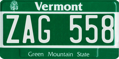VT license plate ZAG558