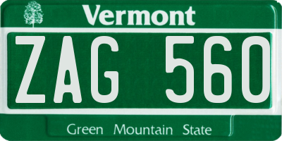 VT license plate ZAG560