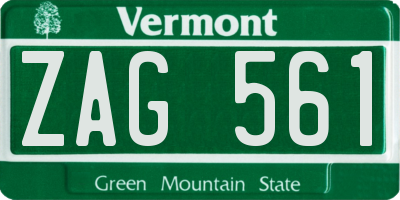 VT license plate ZAG561