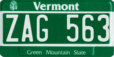 VT license plate ZAG563