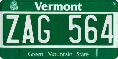 VT license plate ZAG564