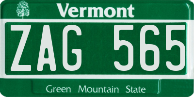 VT license plate ZAG565