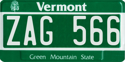 VT license plate ZAG566