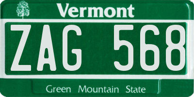 VT license plate ZAG568