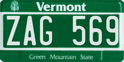 VT license plate ZAG569