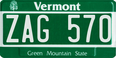 VT license plate ZAG570