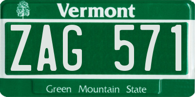 VT license plate ZAG571