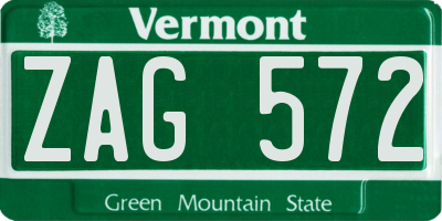 VT license plate ZAG572
