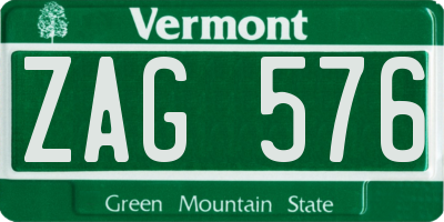VT license plate ZAG576