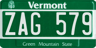 VT license plate ZAG579